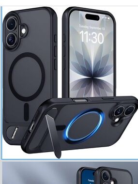 MagSafe-Compatible Black iPhone 17 Case with Kickstand